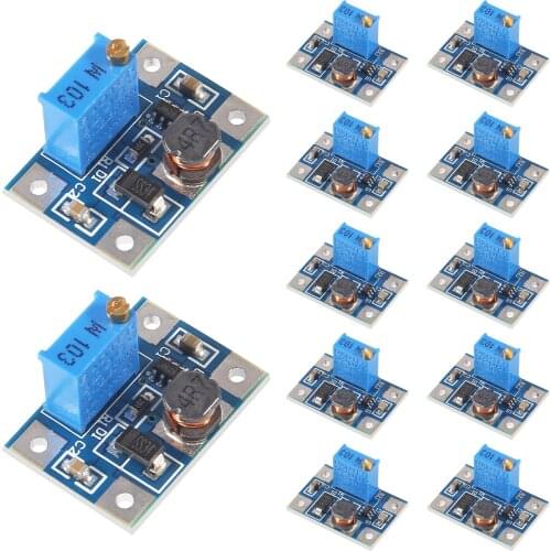 12pcs/lot Sx1308 DC-DC adjustable boost stabilized voltage power module high current 2A 2-24V to 2-28V boost power board