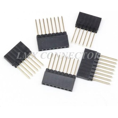 20PCS 2.54mm Lengthened Female Pin Header Connector 1x6P/8P/40P Single Row Length 23mm Copper Gold Plated
