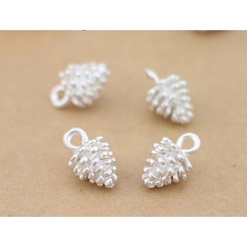 High quality 20 PCS/Lot 12.7mm*7.5mm alloy silver plated plant pine cone charm nuts floating charms for DIY