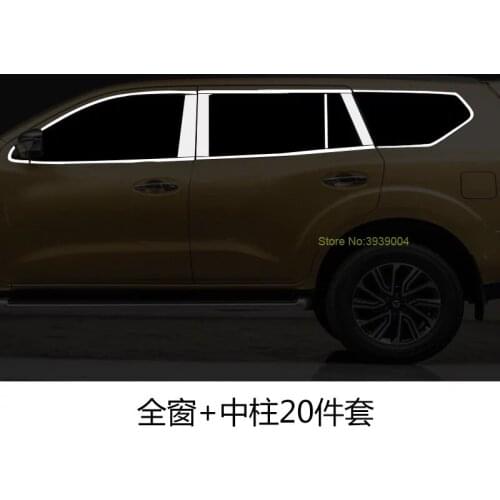 For Nissan Terra 2018 20PCS Stainless Steel Window Trim Cover Exterior Body Decoration Car-Styling Auto Accessories