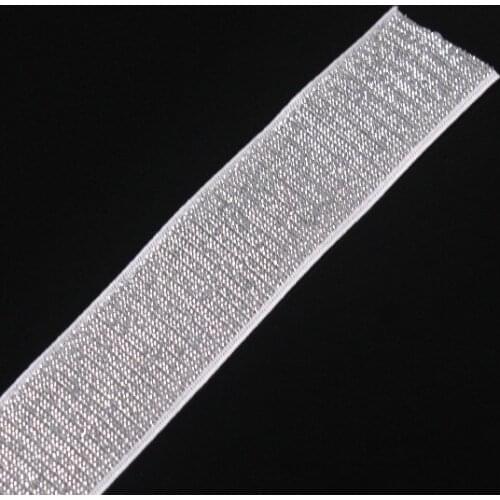 24mm Elastic Stretch Silver Ribbon Tape Band Belt Trim Punk Style Sewing Supplies Material For Garment Strap 30yd/T1259