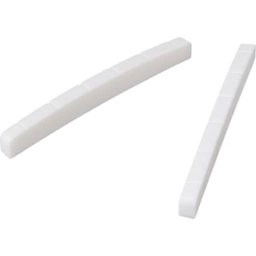 2x White 4.3cm Electric Guitar Bone 6 String Slotted Nut Bridge for Replacement