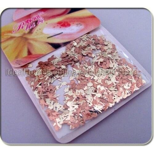 3D Golden Rabbit Tiny Glitter Powder Sheets Spangle Nail Art Tips Decoration Nail Decals Free Shipping Wholesale