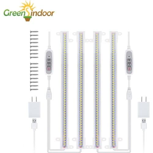 4pcs Led Grow Light Strips 40W Phytolamp For Plants Timer White Led Bars Full Spectrum Full Set Dimmable Phyto Lamp Hydroponic
