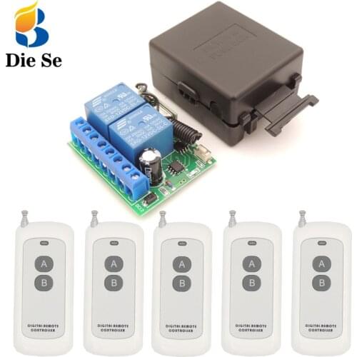 433MHz rf Wide Range Remote Control DC12V 10Amp 2 gangs Relay Receiver for universal garage/door/Light/motor/Signal transmission