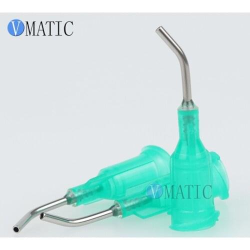 Free Shipping 100Pcs 18G Green 0.5" Tube Length 45 Degree Bent Ce Approved Glue Dispensing Needles 1/2 Inch