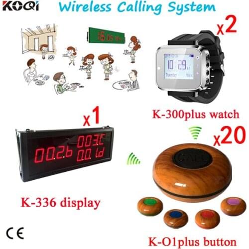 Wireless Guest Pager System Western Wrist Watch With 1-key Transmitter Call Button (1 Display With 2 Watch and 20 Call Buzzer)