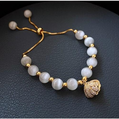 Real Gold Electroplated Opal Hand String Shell Pearl Bracelet Fashion Women Adjustable Hand Chain Ornaments
