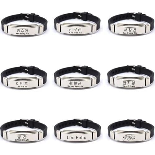 KPOP I Am WHO Member Signature Silicone Stainless Steel Bangles Bracelet Women Men Jewelry Pulseras