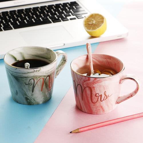 European Marble Mug Creative Phnom Penh Ceramic Cup Office Coffee Cup Couple Cup Set Cute Coffee Mugs and Cups