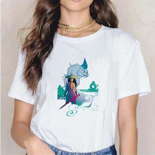 Raya The Last Dragon Disney Flim Print Cartoon Tshirts Summer Short Sleeve Casual White O-neck Cool Disney Princess Tops