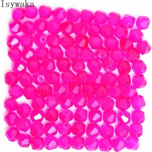 Isywaka Solid Rose 100pcs 4mm Crystal Bead Bicone Stone Jewelry Findings Tassel Lariat Earring Glass Quartz Bracelet Accessories