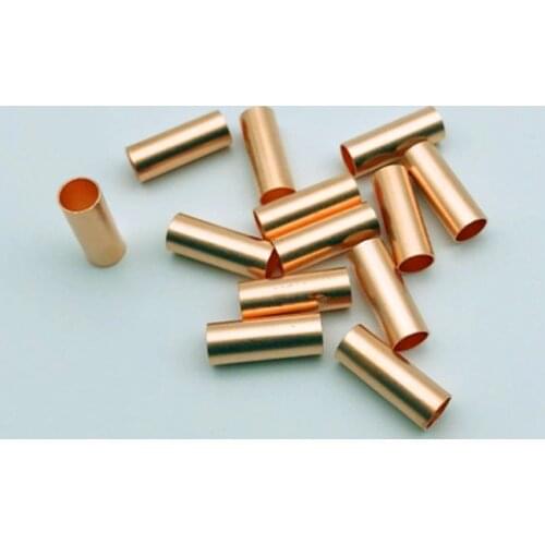 100PCS Copper connecting pipe wire joint small copper tube intermediate joint direct connection pressure pipe cold pressed