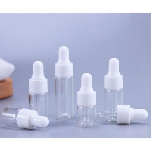 Mini Glass Essential Oil Bottle 50pc 2ml 3ml 5ml Clear Glass Dropper Bottle with Hose Glass Vial Empty Containers Dropper Bottle