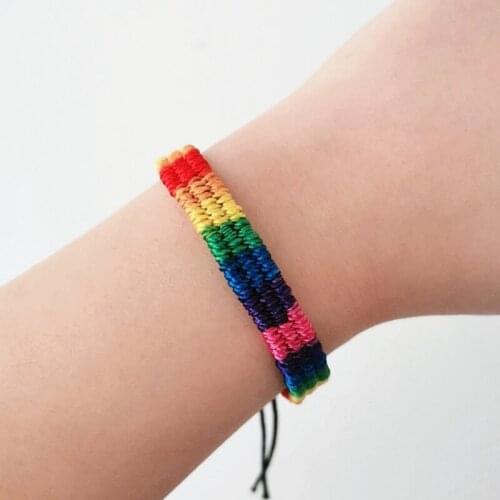 MInimalist Hand Braided LGBT Bracelet Charms Rainbow Braslet For Men Women Love is Love Gay Pride Armband Accessories