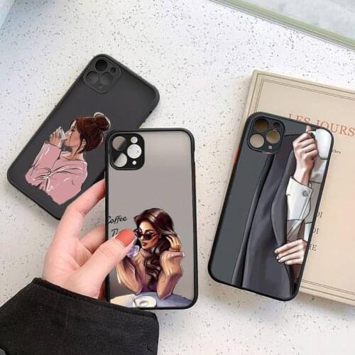 Girls Female boss fashion luxury shell Phone Cases funda matte transparent For iphone 7 8 11 12 plus mini x xs xr pro max cover