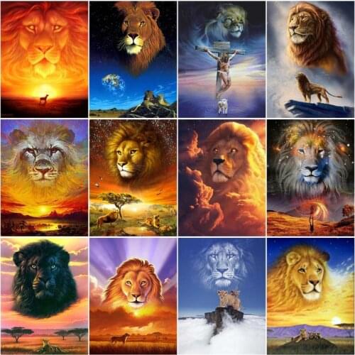 RUOPOTY Frame DIY Oil Painting By Numbers For Adults With Frame Abstract Lions Drawing Coloring By Numbers For Home Decors