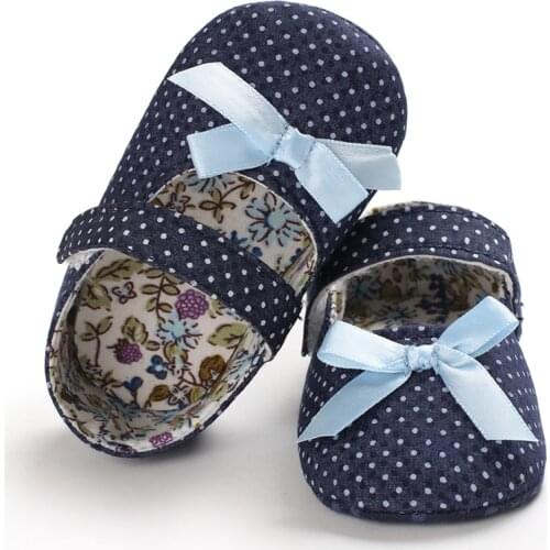 Newbown Baby Bowknot Denim Shoes Princess First Walkers Baby Girls Boys Shoes Toddler Shoes Kids Baby Soft Sole Anti-slip Shoes