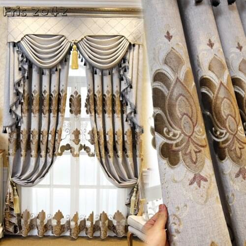 New Curtain High-end Luxury European Embroidery Shading Customized Products Curtains for Living Dining Room Bedroom