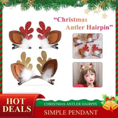 Christmas Hair Accessories Antlers Hairpin Girl Holiday Headband Children Headdress Furry Winter Hairpin Hot Sale