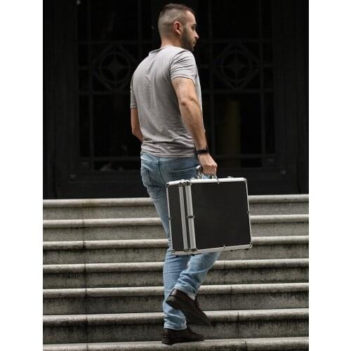 Coded Document Briefcase Financial Safety Box Storage Bag Small and Large Size Silver and Black Color