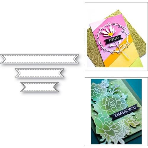 Stitched Banner 2021 New Metal Cutting Frame Dies for Scrapbooking DIY Photo Album Decorative Crafts Handmade Paper Card