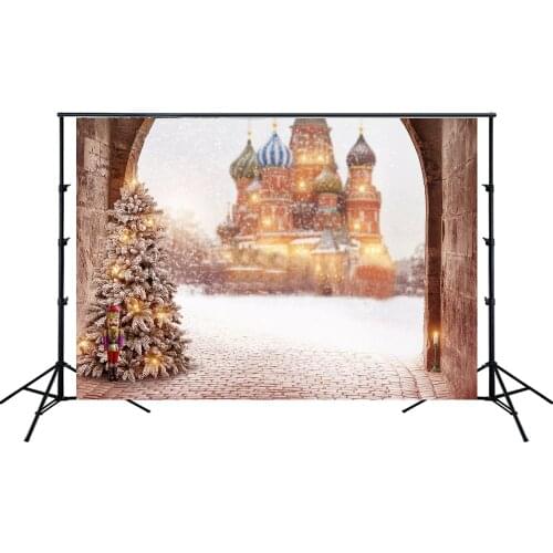 Christmas Backdrop Tree Noel Party Banner Photography Backdrop Winter Snowflake Old Castle Background Kids Photo Studio Props