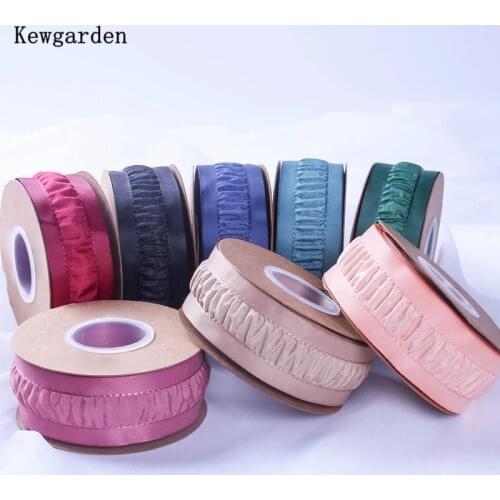 Kewgarden 4cm 2cm 1.5" 3/4" Intermediate Wrinkles Polyester Ribbon DIY Hairbow Accessories Handmade Tape Packing Webbing 10 Yard