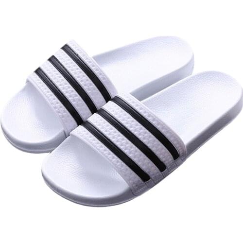 Mens Slippers Summer Home Bathroom Mens Shoes Couple Flip Flops Soft-Soled Stripe Leisure Men Outdoor Beach Sandals Flat Shoe