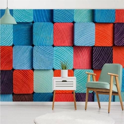 Nordic Fresh Fashion Color 3D Lattice Squares Photo Wallpaper Modern Living Room Bedroom Background Mural Wall Papers Home Decor