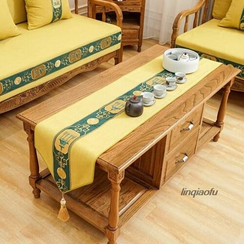 Modern new Chinese cotton table flag Classical table cloth TV cabinet cover bed towel Table runner
