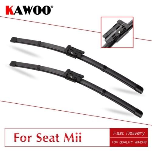 KAWOO For SEAT Mii 24"16" 2011 2012 2013 2014 2015 Auto Soft Rubber Windcreen Wipers Blades Car Styling Fit Push Button Arm