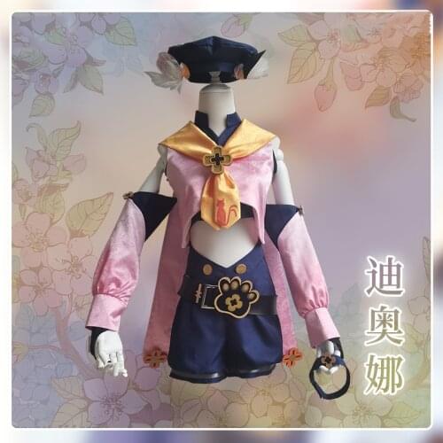 Tops Pants Uniform Shoes Wig Accessories Full Set Clothes Halloween Carnival Party Game Genshin Impact Diona Cosplay Costumes