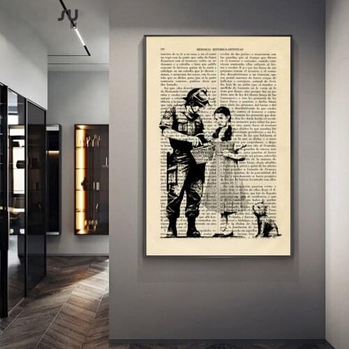 Street Graffiti Art Arrested Dorothy Painting Print on Canvas Stencils Book Poster Room Wall Decor on Dictionary Art Cuadros