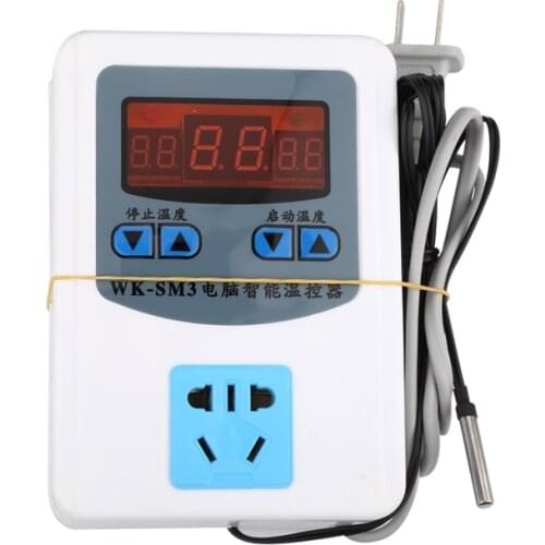 0-99 Celsius Intelligent Thermostat with Waterproof Probe Adjustable Electronic Digital Display Temperature Controller Socket