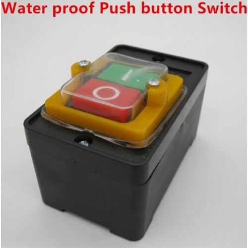 On/Off Water Proof Push Button Switch 10A 220V 380V Waterproof PushButton for Cutting Machine Bench drill Switch Plastic Motor