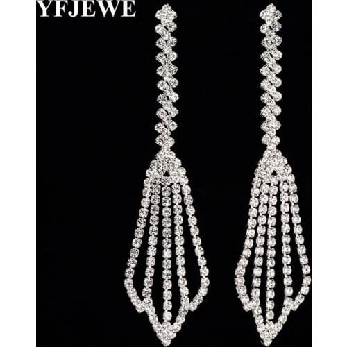 YFJEWE Top Quality Luxury Gold and Silver Plated Crystal Long Earrings Women Jewelry Fashion Party Brincos Christmas Gift E407