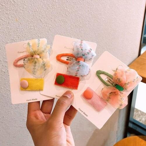 2pcs/lot Kids Girls Bow Hairpin + BB Clip Set Baby Toddler Girls Headwear