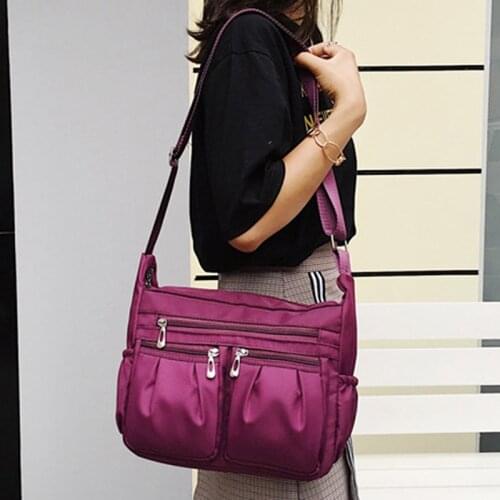 Fashion Casual Version Nylon Diagonal Bag Cross Ladies Large Multifunction Capacity Waterproof Shoulder Bag Solid Color Bag