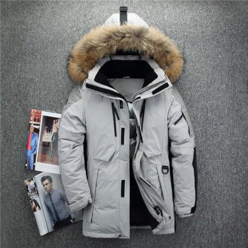 Winter Big Genuine Fur Hooded Duck Down Jackets Men Warm High Quality Down Coats Male Casual Winter Outerwer Down Parkas JK-1798
