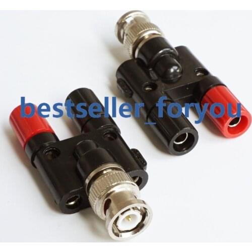 1Pcs Connector BNC Male To Two Dual 4mm Banana Binding Post Jack Connector Adapter 1M2F