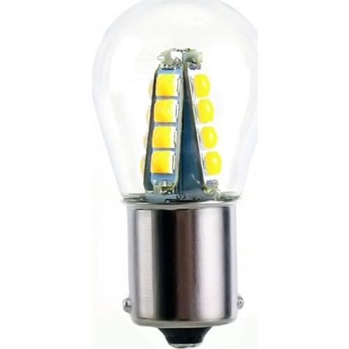 1x 1156 LED Ba15s P21w 16 SMD 3030 Car Light Glass Bulb S25 White 12v 24v 6000K Auto Vehicle Reverse Turning Brake Parking Lamp