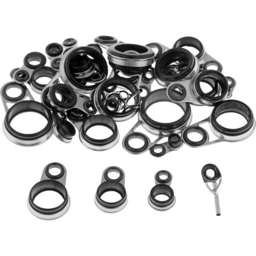 33pcs Telescopic Sea Fishing Rod Guides Ring Tip Top Set Ceramic Eye Ring Stainless Steel Frame Fishing Accessories Repair Kit