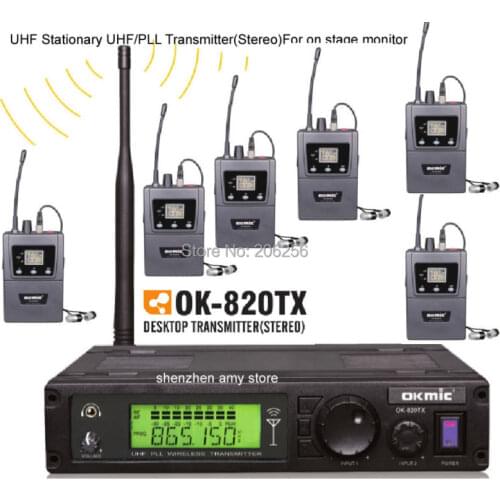 6 Personal Systems 1pc transmitter 6pcs Stereo receivers Wireless In Ear Monitor System Stereo earphones For on stage monitor