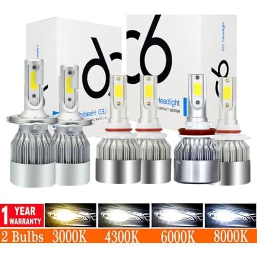 Muxall LED Turbo Car Lights 3000K 4300K 6000K 8000K Car Headlight H7 H4 Bulb H1 H3 H11 9005 9006 9004 9007 9012 Auto Lamps Fog