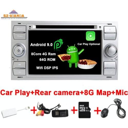 Android 9.0 Car radio Car Play for Ford Focus Kuga Transit Wifi 3G GPS Bluetooth Radio RDS SD Steering Wheel Control