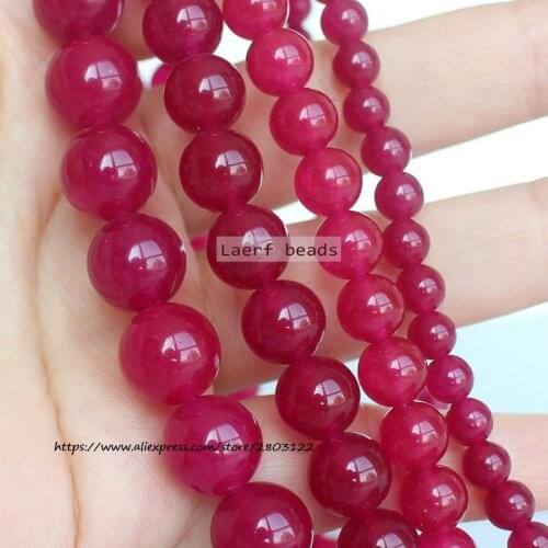 MaLai Jade Plum/Rose Red Color 4-14mm Round Loose beads,For DIY Jewelry Making