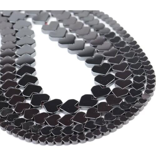 Natural Beads Heart Black Hematite Loose Spacer Beads For Jewelry Making 15" Strand DIY Bracelet Accessorries For Women Gifts