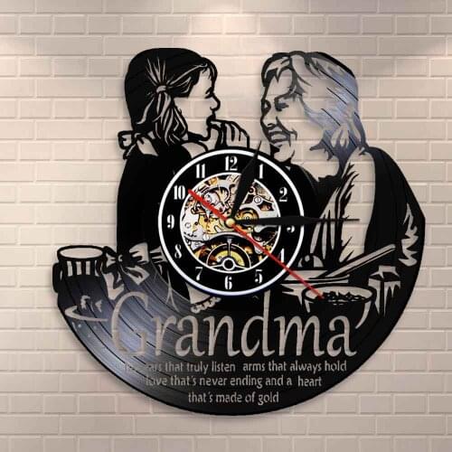 Grandma and Granddaughter Personalized Wall Clock Wall Art Vinyl Record Clock Mama Quotes Housewarming Gift for Grandmother