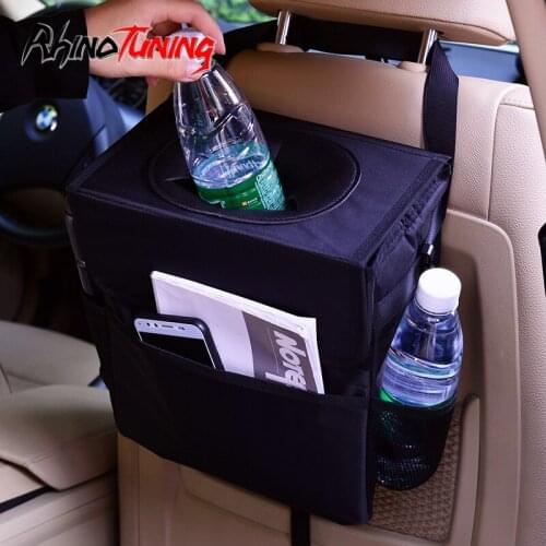 Can Trash Dust Case Holder Bin Waterproof Car Trash Garbage Car-styling Can Rubbish Bag with Lid Dust Case Holder car trash Acce